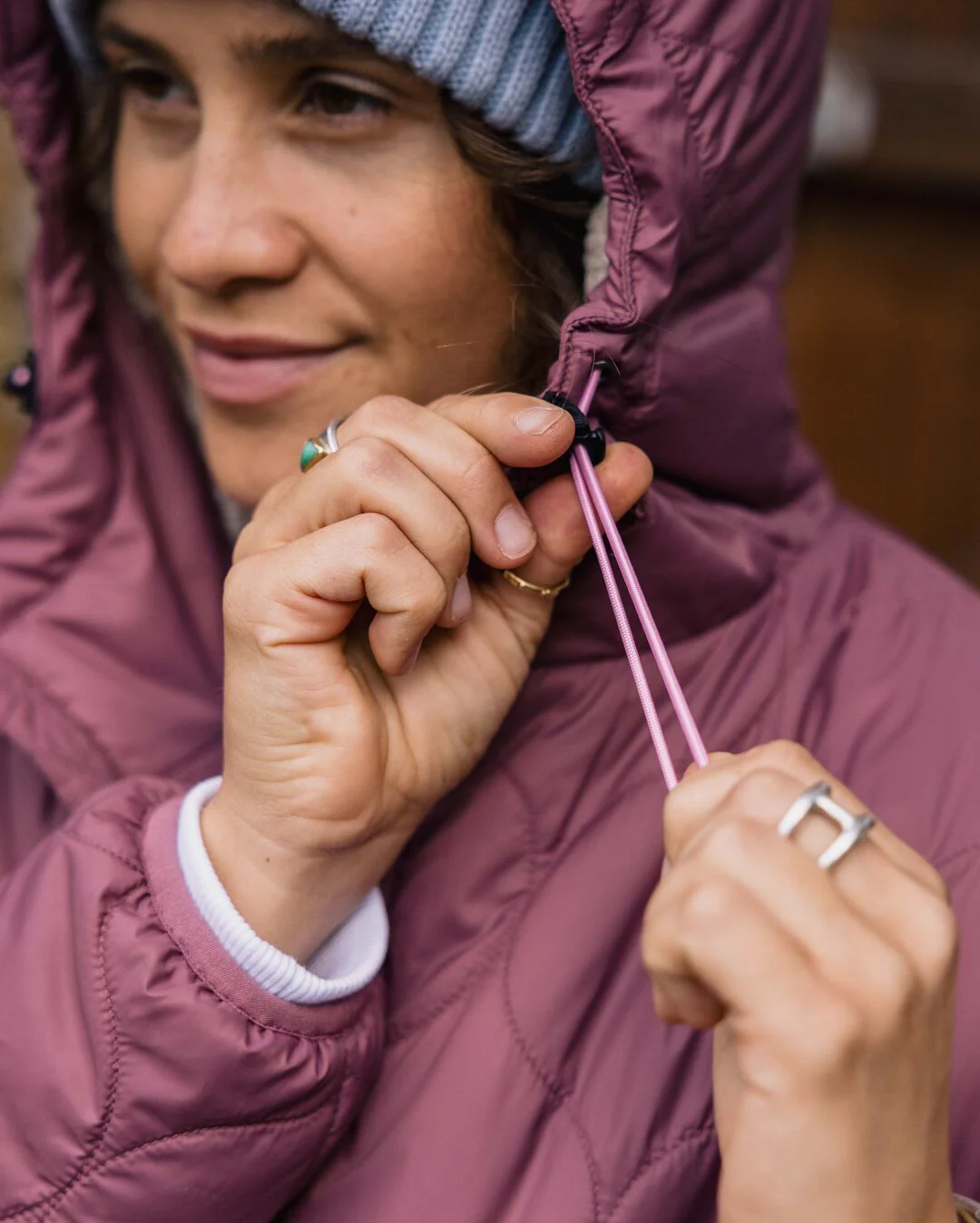 Earthy Recycled Sherpa Lined Insulated Jacket - Crushed Berry - Image 9