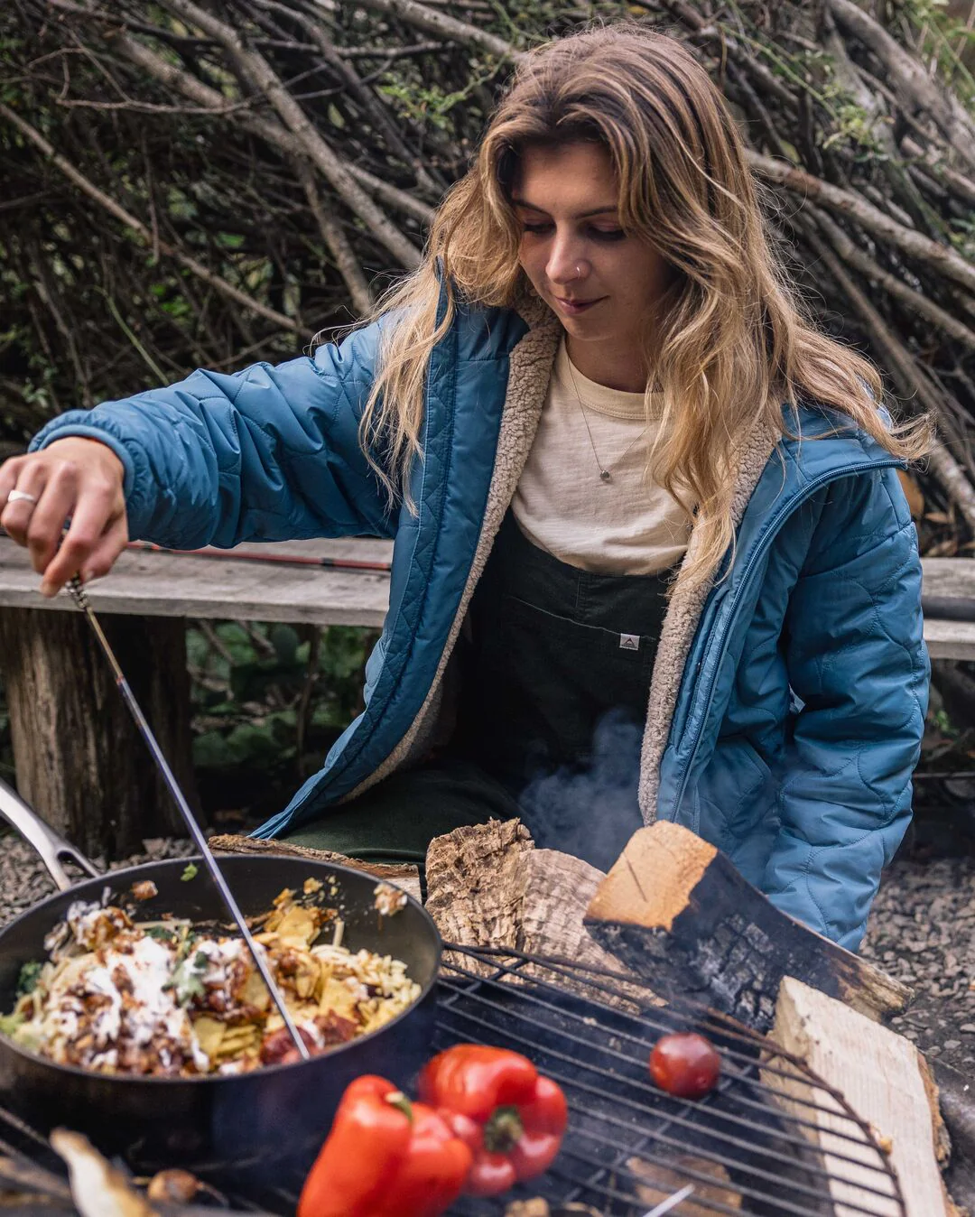 Earthy Recycled Sherpa Lined Insulated Jacket - Washed Blue - Image 5