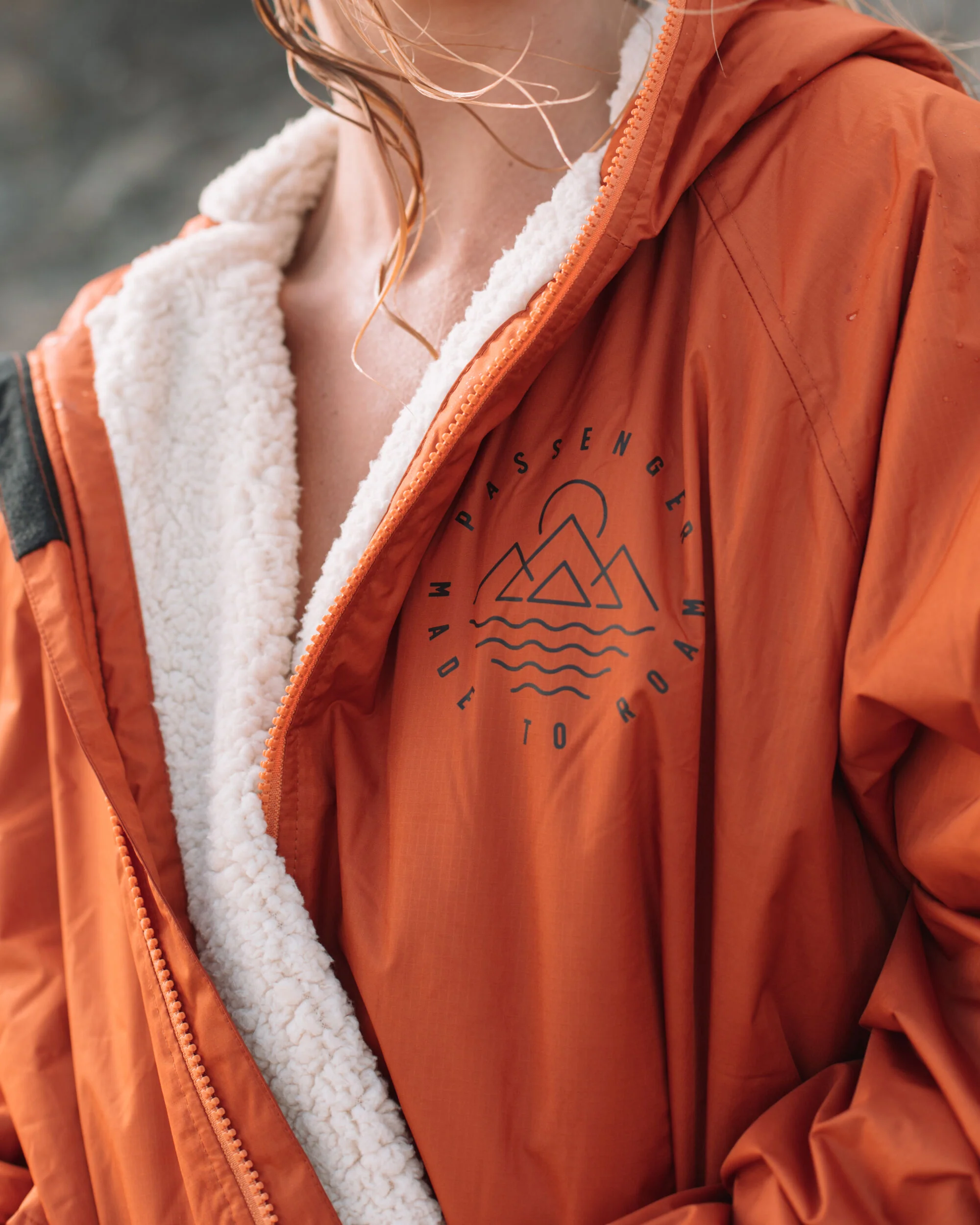 Escapism Recycled Sherpa Lined Changing Robe - Rust - Image 11