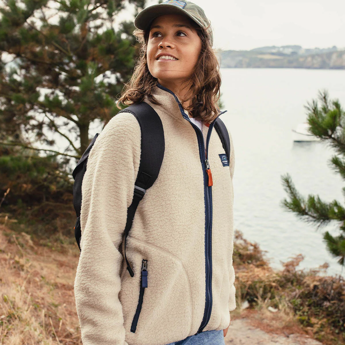 Fairbanks Full Zip Recycled Sherpa Fleece - Oatmeal - Image 10