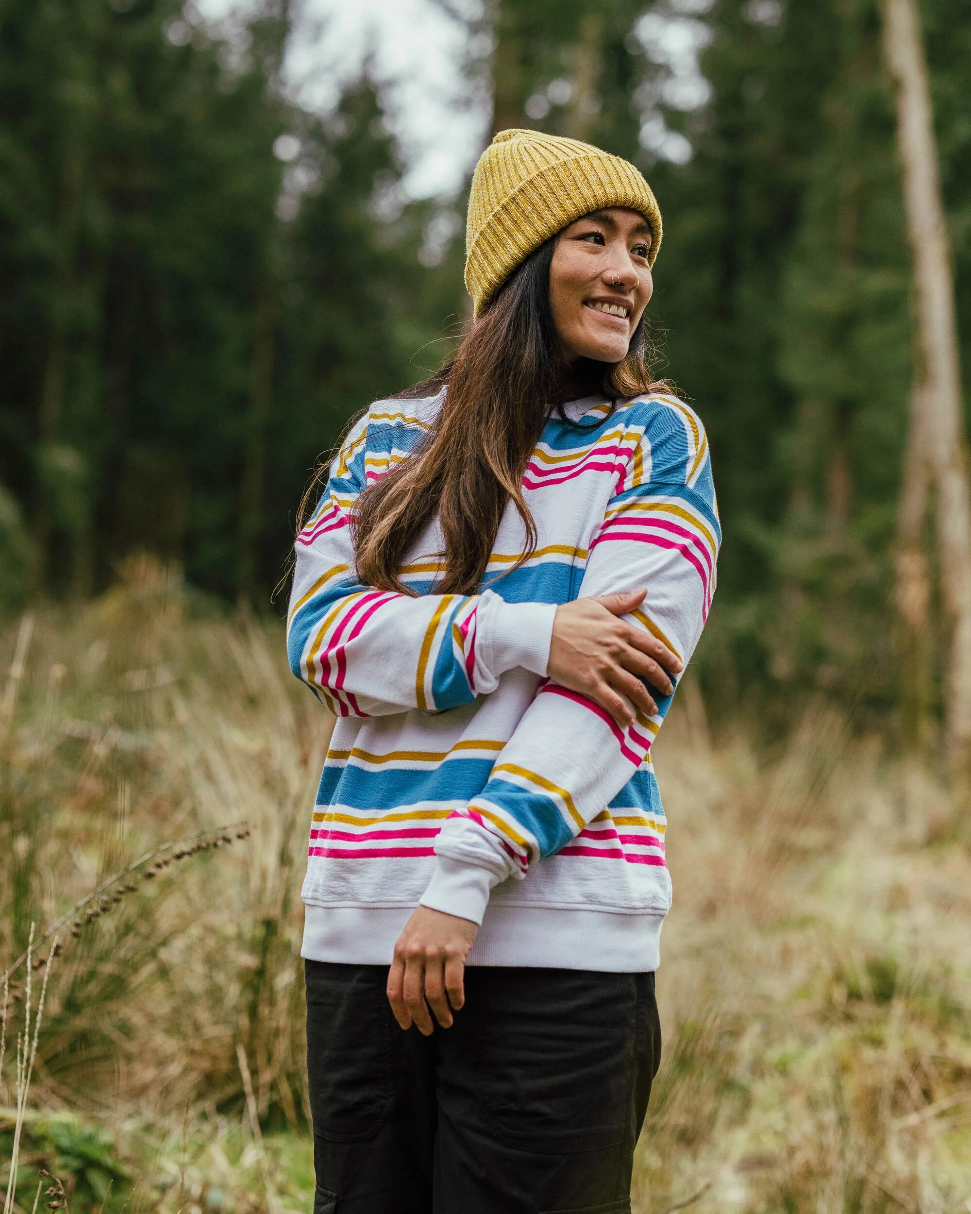 Graceful Textured LS Top - Multi Stripe - Image 4