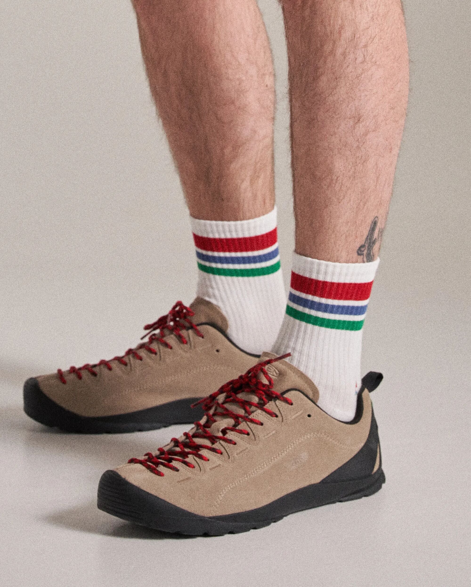 Organic Midweight Crew Socks - White/Greenlake - Image 3