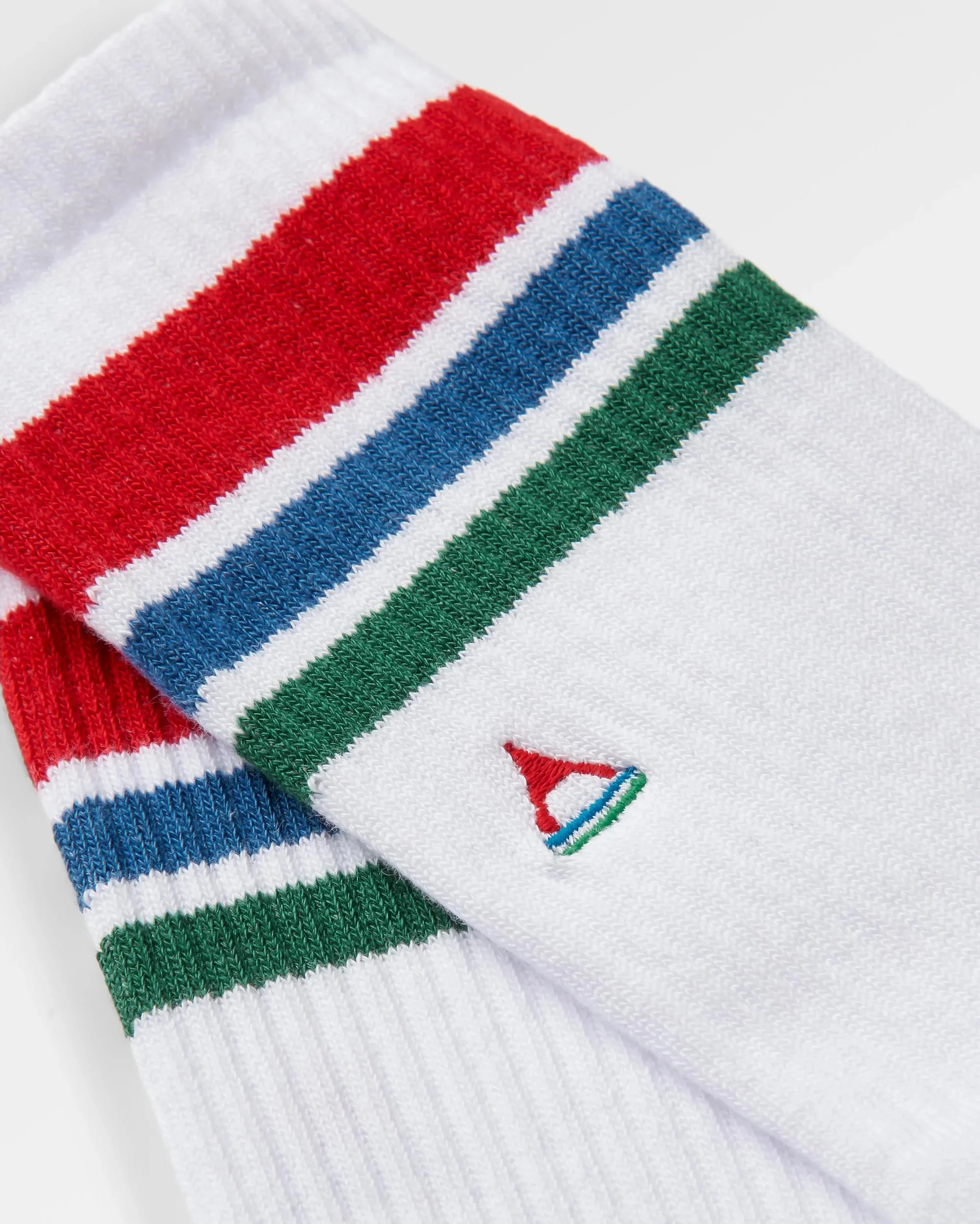 Organic Midweight Crew Socks - White/Greenlake - Image 6