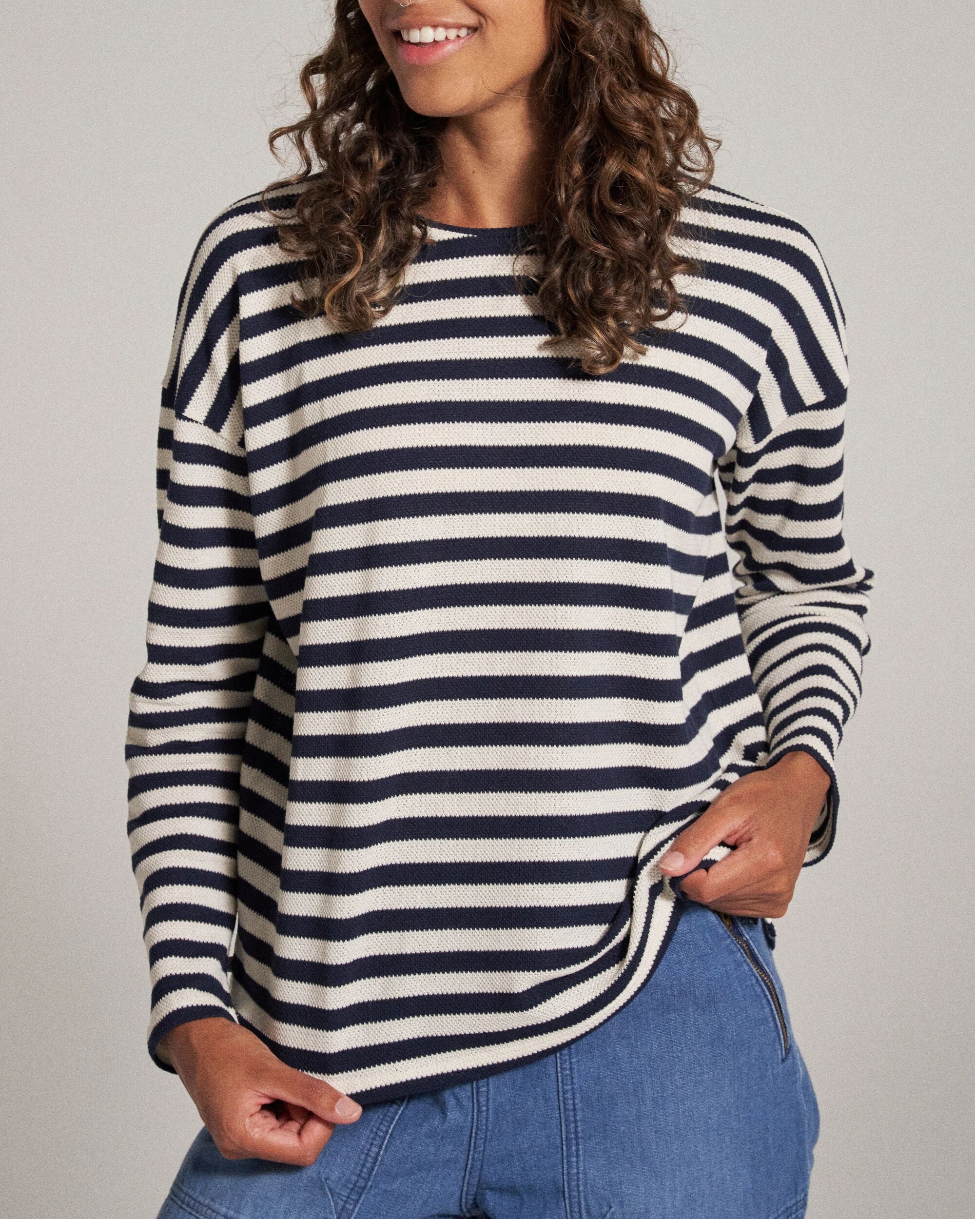 Panorama Striped LS T-Shirt - Deep Navy - Image 3