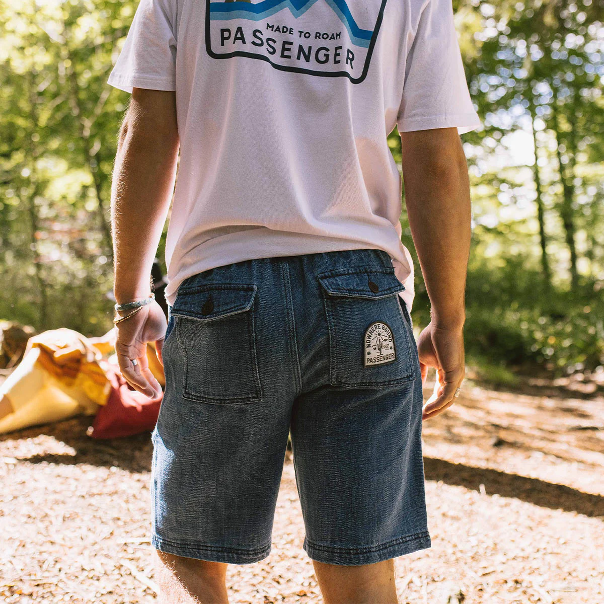 Pine Recycled Cotton Cord Shorts - Washed Denim - Image 3