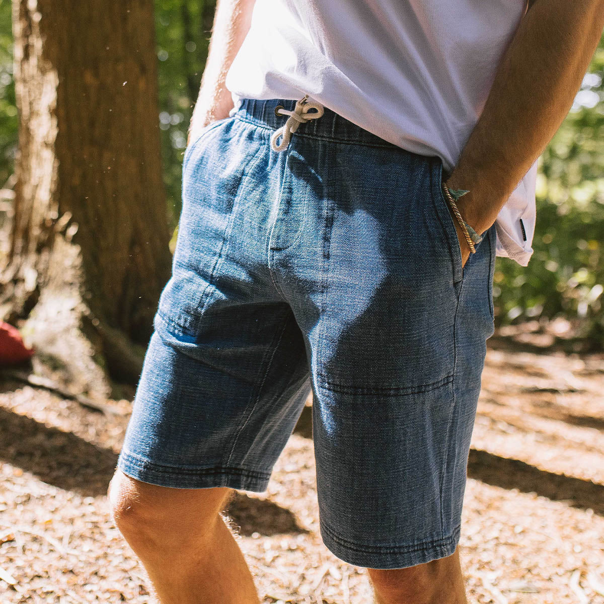 Pine Recycled Cotton Cord Shorts - Washed Denim - Image 6