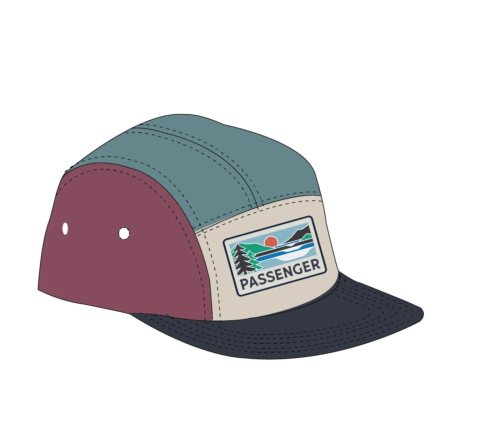 Pine Recycled Polar Fleece 5 Panel Cap - Maroon - Image 5