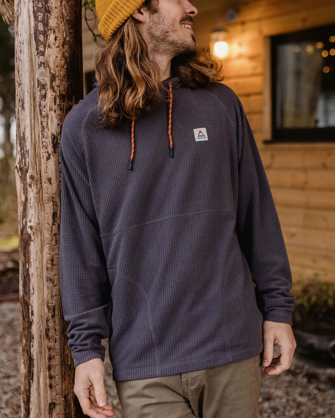 Point Recycled Grid Polar Fleece Hoodie - Charcoal - Image 3
