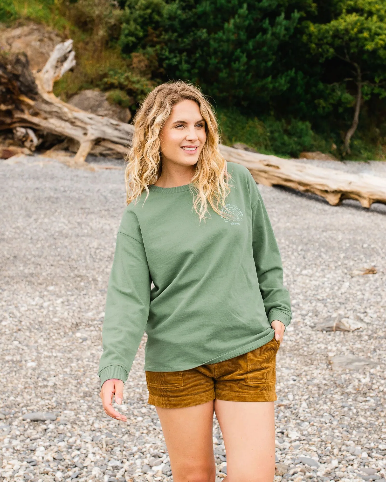 Rainbow Recycled Cotton Oversized Sweatshirt - Dark Ivy - Image 4