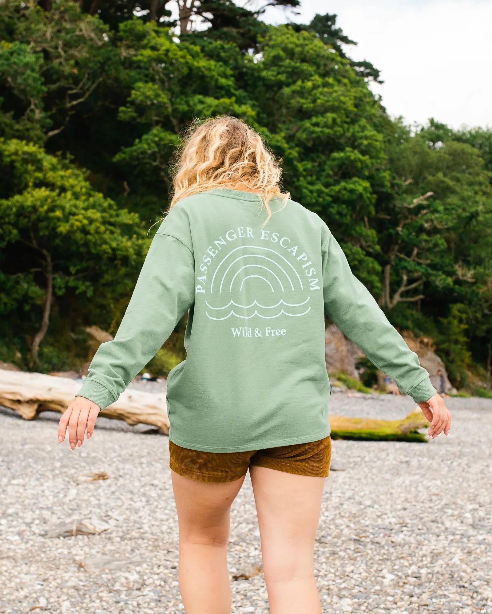 Rainbow Recycled Cotton Oversized Sweatshirt - Dark Ivy - Image 5