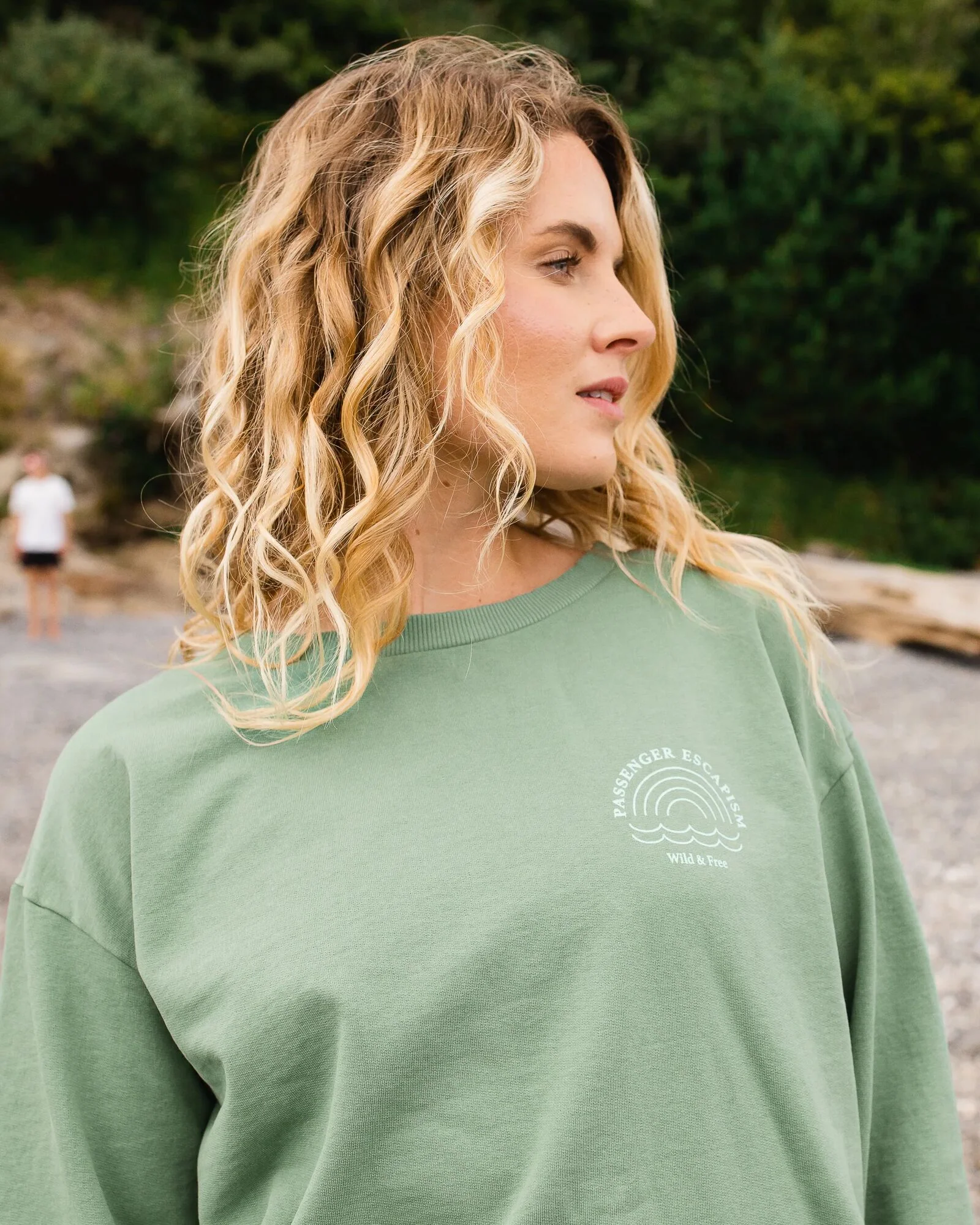 Rainbow Recycled Cotton Oversized Sweatshirt - Dark Ivy - Image 6