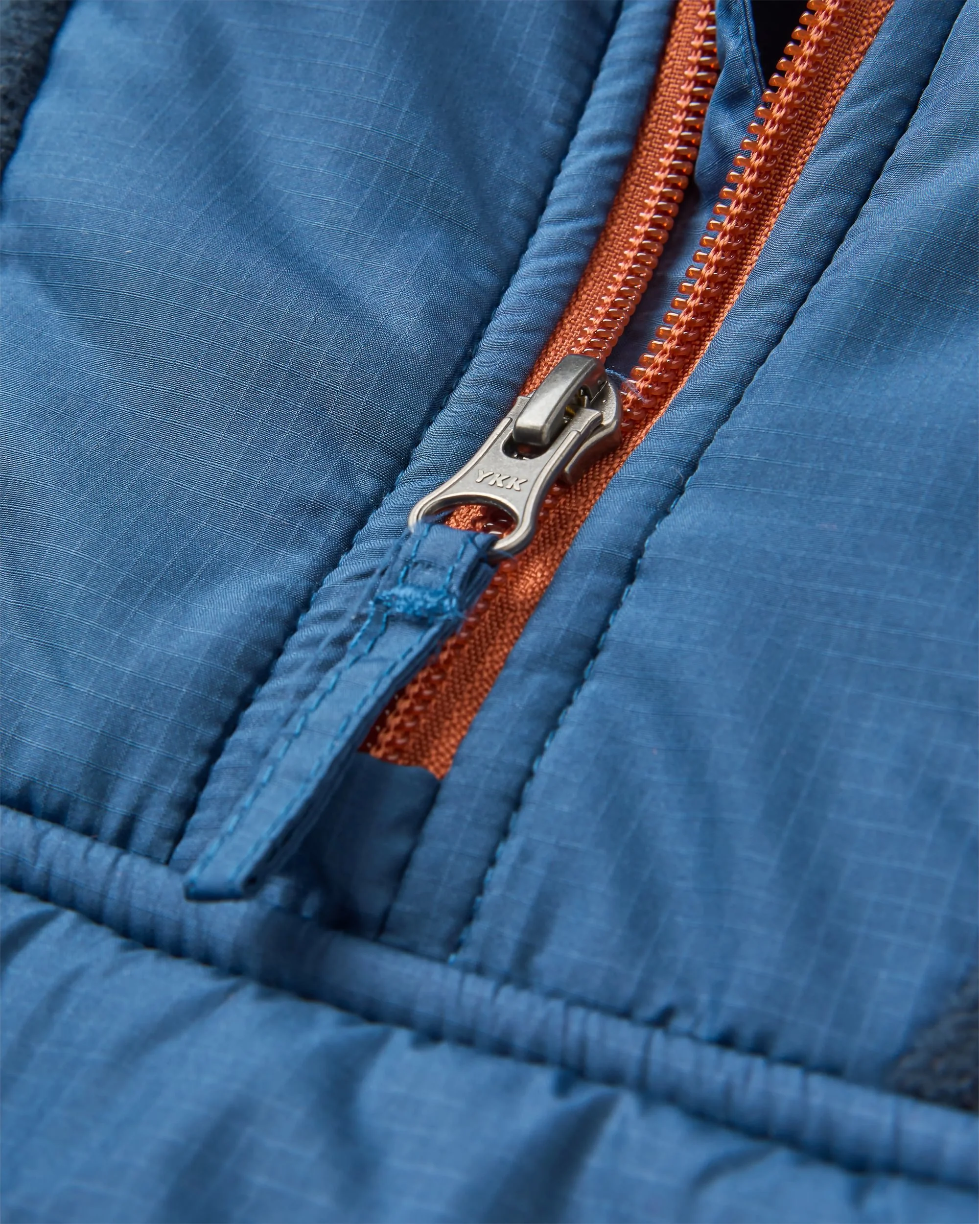 Woodland Hooded 1/2 Zip Recycled Polar Fleece - Baked Clay/Deep Navy - Image 3